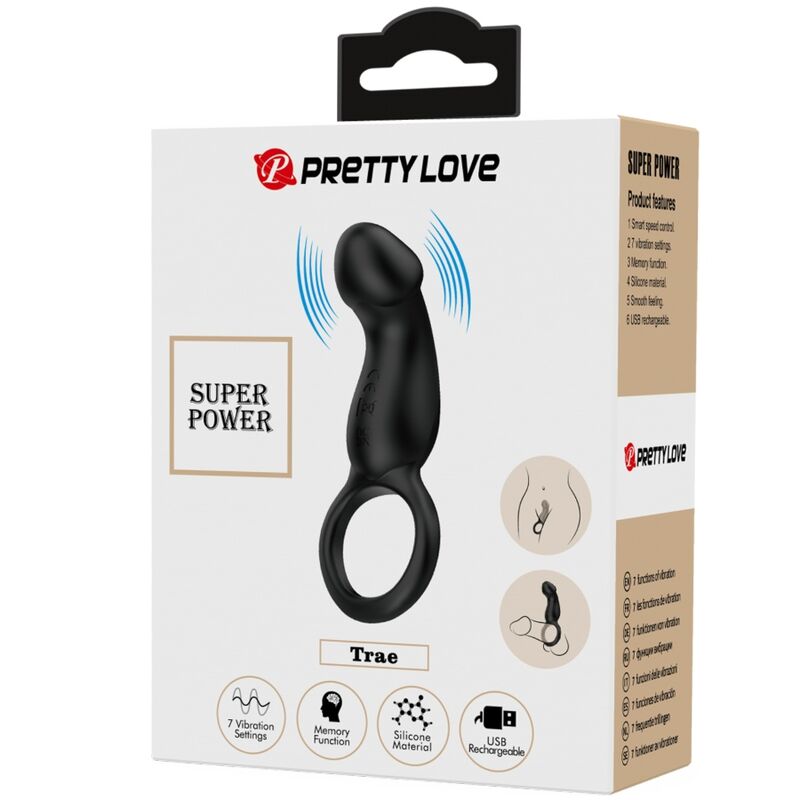 For Him-Ring Vibrator Schwarz mit Stimulator-Silikon, 7 Geschwindigkeiten · Sextoys (Bild 6)