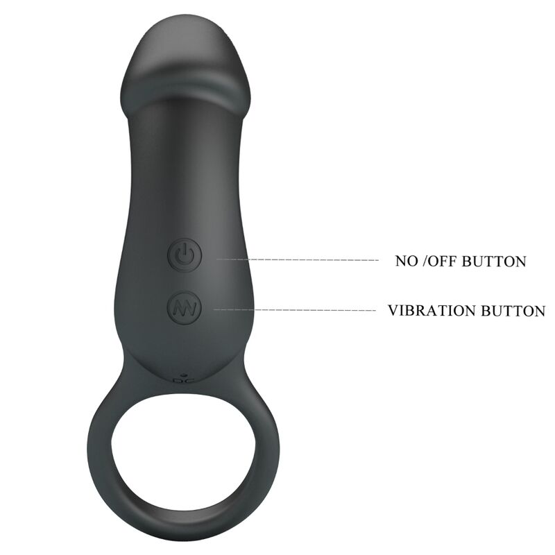 For Him-Ring Vibrator Schwarz mit Stimulator-Silikon, 7 Geschwindigkeiten · Sextoys (Bild 5)