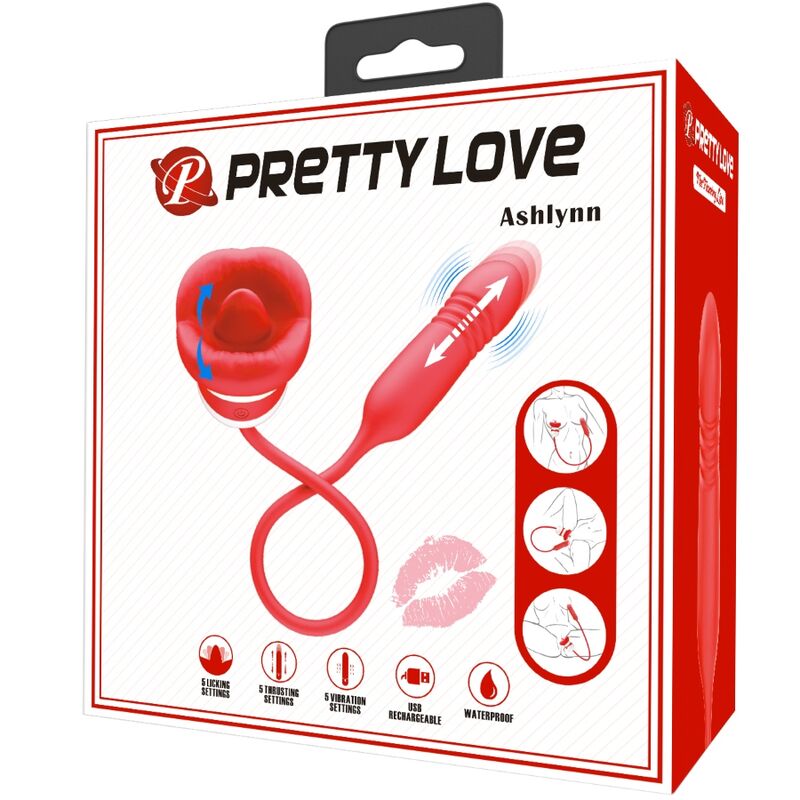 Fun Toys-Ashlynn Masturbator Oral Rot-Silikon, 5 Geschwindigkeiten · Vibratoren (Bild 2)