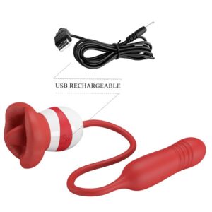 Fun Toys-Ashlynn Masturbator Oral Rot-Silikon, 5 Geschwindigkeiten · Vibratoren (Bild 3)