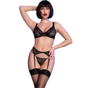 Chilirose-CR-4692 Set 4 Teile Schwarz · Spicy Dessous & Bodystockings