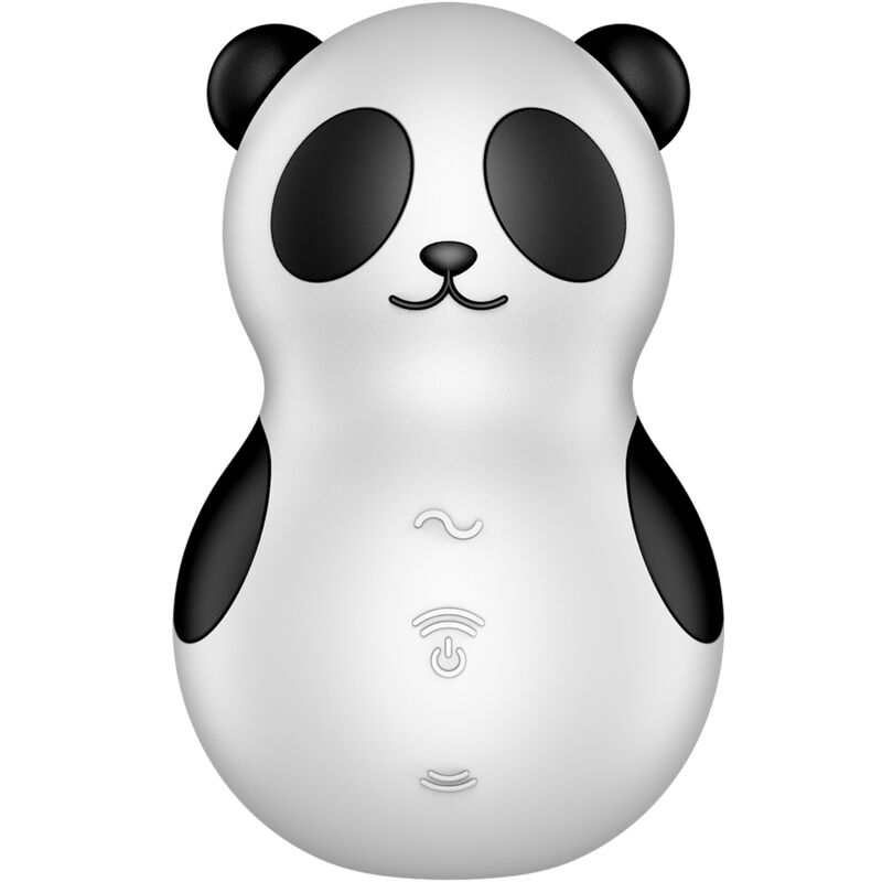 Satisfyer Air Pulse-Pocket Panda Stimulator und Vibrator Schwarz und Weiß