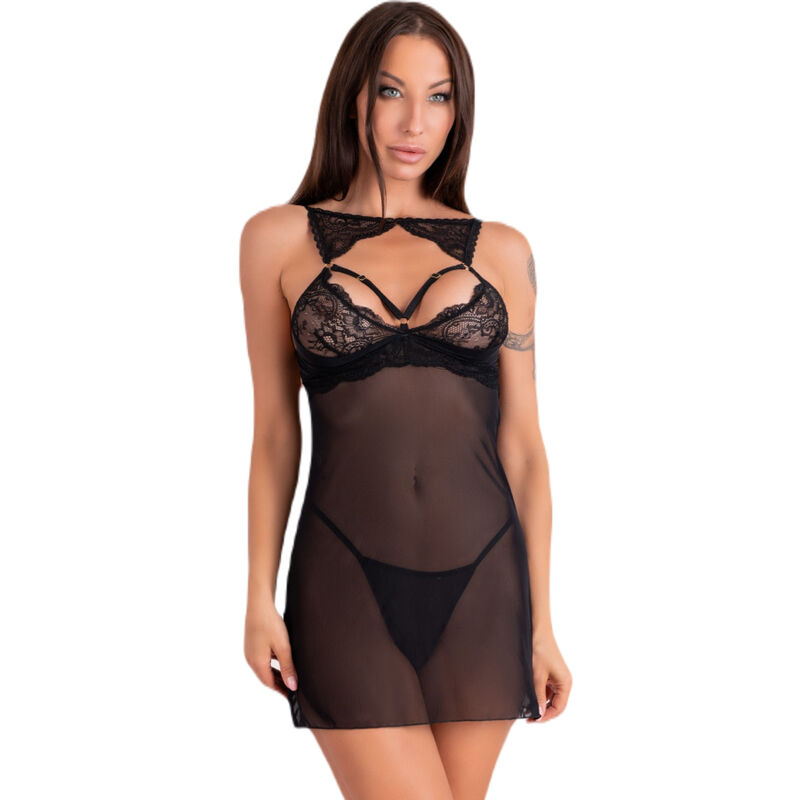 LIVCO CORSETTI FASHION - KROLINA LC 90734 CHEMISE + THONG BLACK S/M Livco Corsetti Fashion-Krolina LC-90734 Hemd und Tanga · Spicy Dessous & Bodystockings