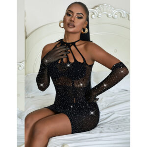 Subblime Dresses-952235 Netzwerkkleid mit Strass Schwarz One Size · Spicy Dessous & Bodystockings (Bild 9)