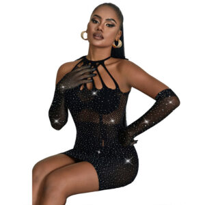 Subblime Dresses-952235 Netzwerkkleid mit Strass Schwarz One Size · Spicy Dessous & Bodystockings (Bild 3)