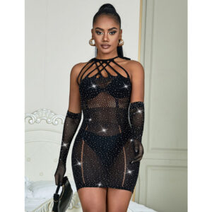 Subblime Dresses-952235 Netzwerkkleid mit Strass Schwarz One Size · Spicy Dessous & Bodystockings (Bild 6)