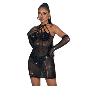 Subblime Dresses-952235 Netzwerkkleid mit Strass Schwarz One Size · Spicy Dessous & Bodystockings (Bild 4)