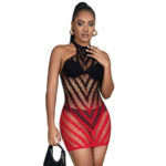 Subblime Dresses-952242 Kleid Elastisches Netz Degradé Rot · Spicy Dessous & Bodystockings