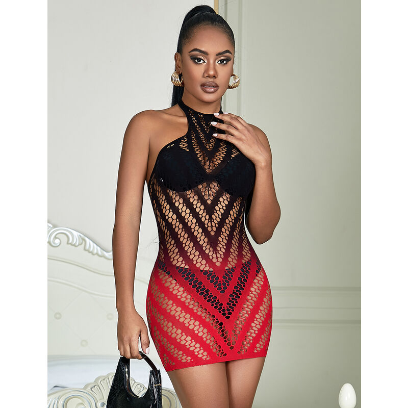 Subblime Dresses-952242 Kleid Elastisches Netz Degradé Rot · Spicy Dessous & Bodystockings (Bild 7)
