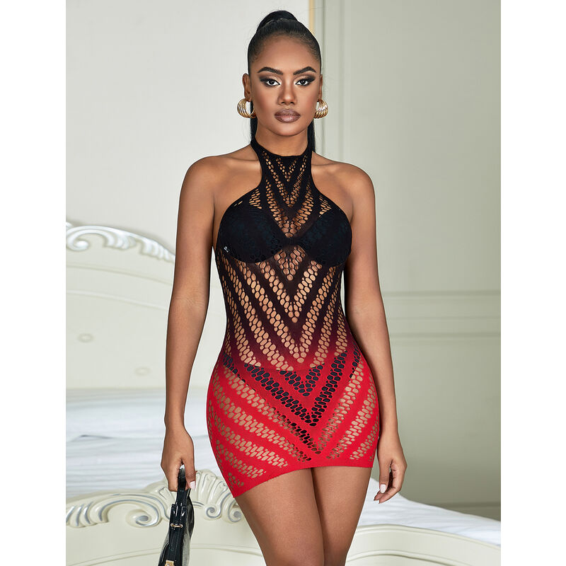 Subblime Dresses-952242 Kleid Elastisches Netz Degradé Rot · Spicy Dessous & Bodystockings (Bild 8)