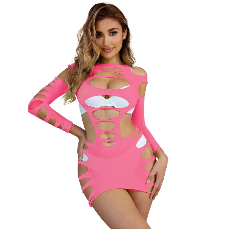 Subblime Dresses-952273 Elastisches Netzkleid mit langen Ärmeln · Spicy Dessous & Bodystockings (Bild 4)
