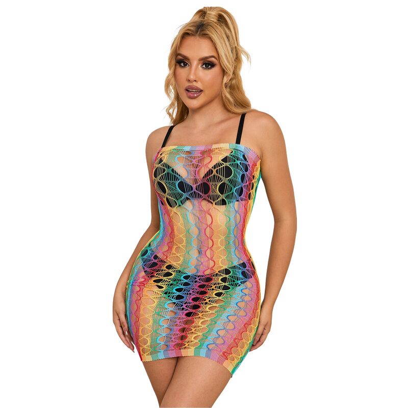 Subblime Dresses-952365 Kleid Netz Ausgeschnittene Schultern Regenbogen · Spicy Dessous & Bodystockings (Bild 3)
