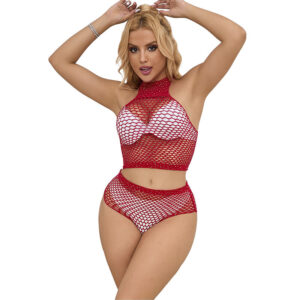 Subblime Sets-952402 Set Strass Rosa Netzwerk, One Size · Sexy Damen-Dessous (Bild 4)