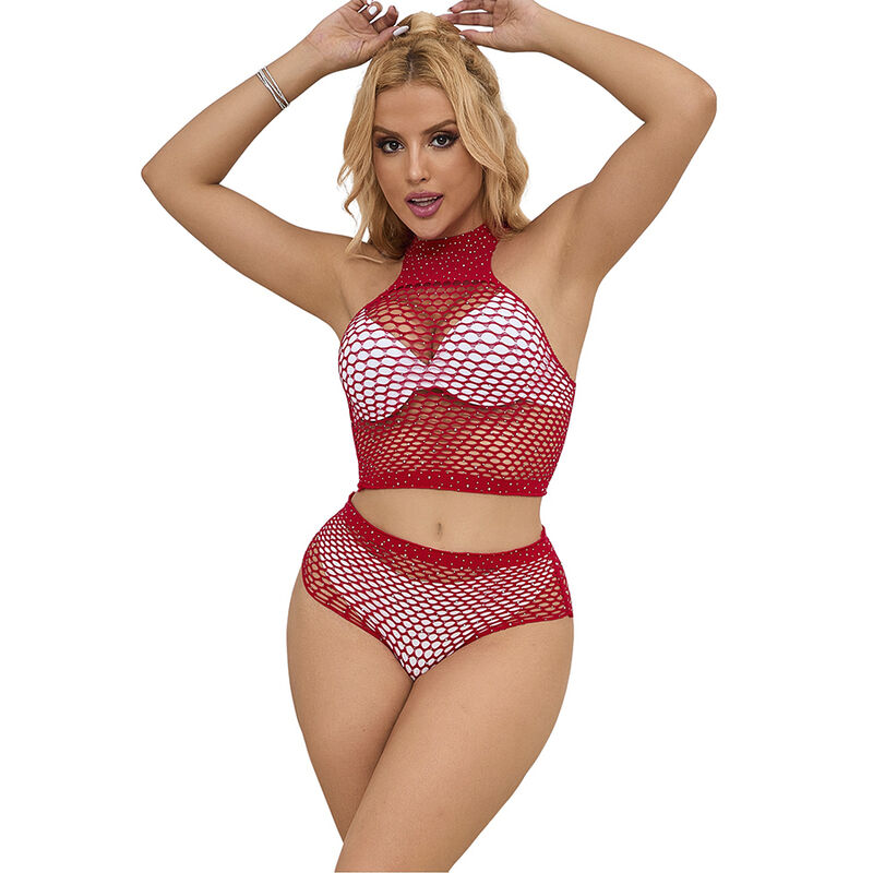 Subblime Sets-952402 Set Strass Rosa Netzwerk, One Size · Sexy Damen-Dessous (Bild 4)