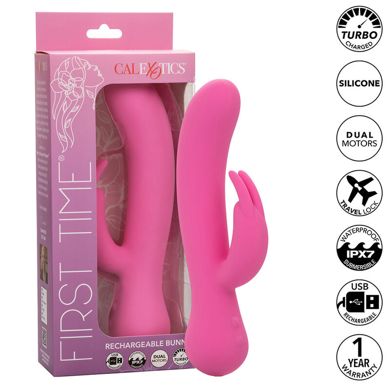 Calexotics-First Time Rabbit Vibrator Wiederaufladbar Rosa-Silikon · Vibratoren (Bild 2)