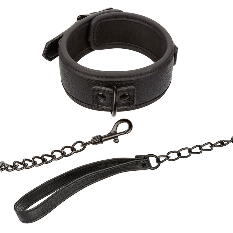 Calexotics-Nachtkette und Lederleine, verstellbar, Schwarz · Bondage & Handschellen