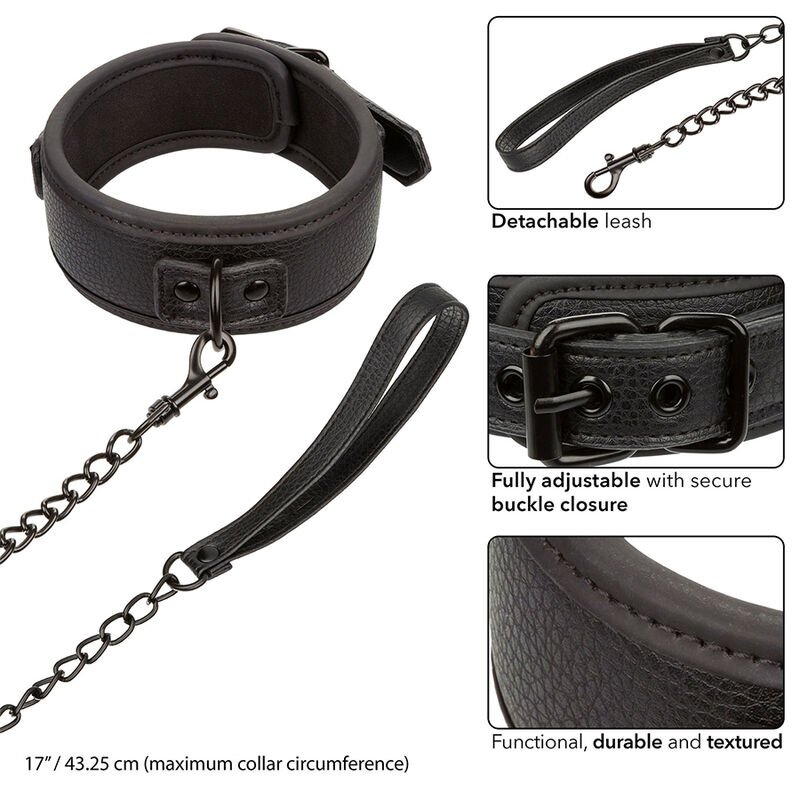 Calexotics-Nachtkette und Lederleine, verstellbar, Schwarz · Bondage & Handschellen (Bild 4)