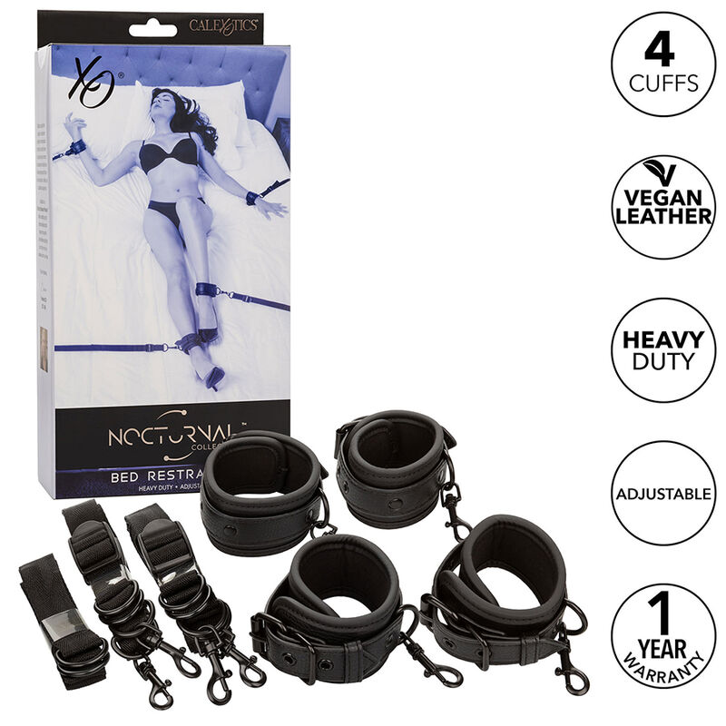 Calexotics-Harness Nacht für einstellbares schwarzes Leder Bett · Bondage & Handschellen (Bild 2)