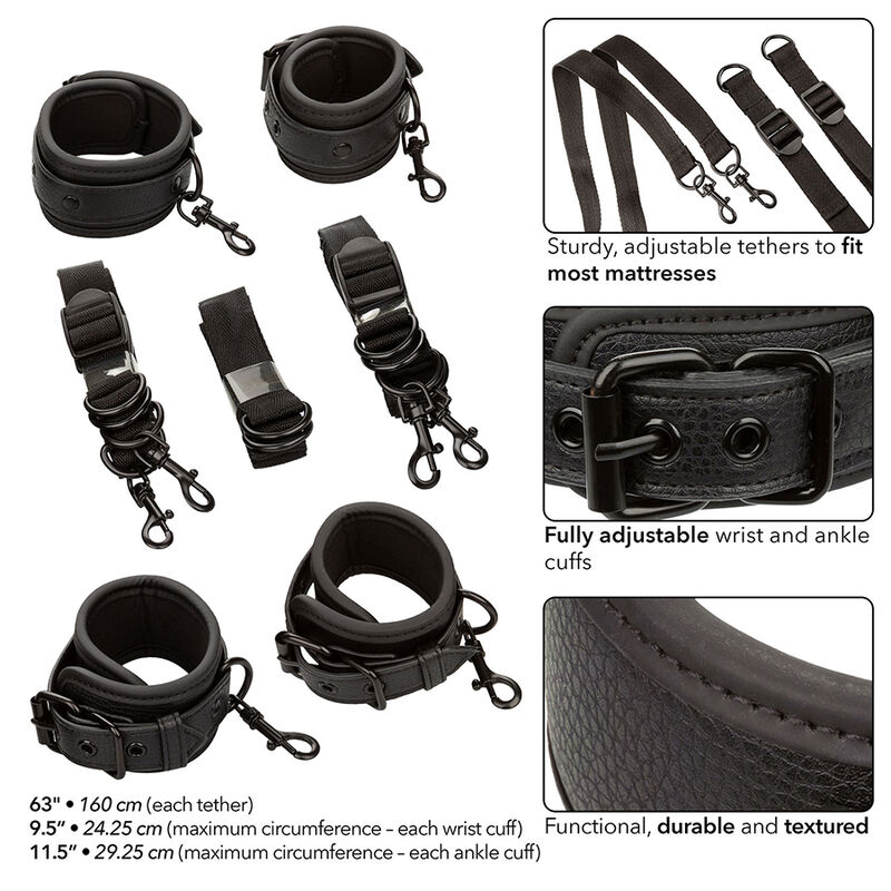 Calexotics-Harness Nacht für einstellbares schwarzes Leder Bett · Bondage & Handschellen (Bild 3)