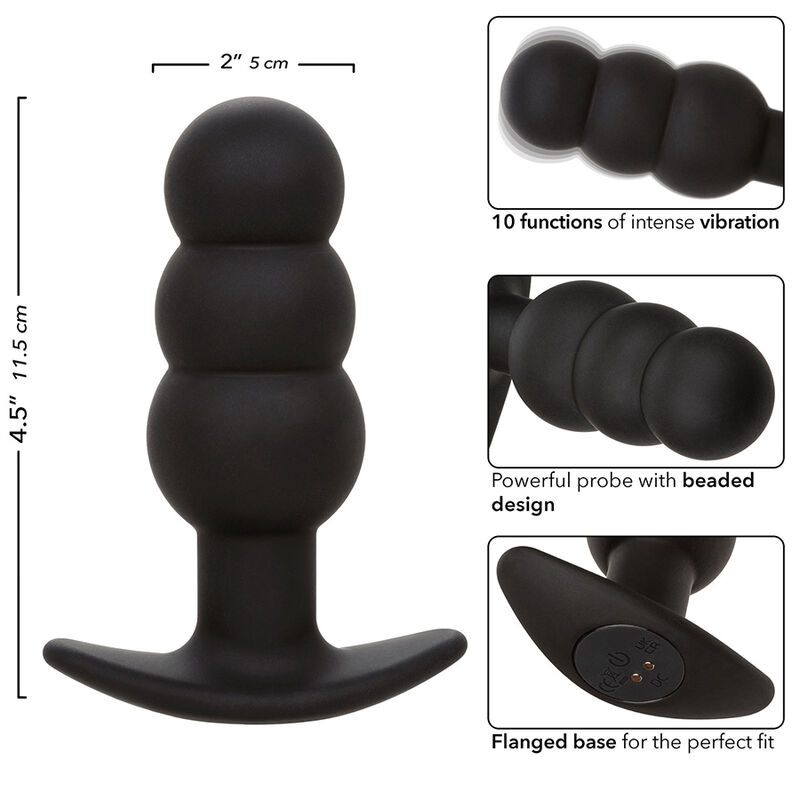 Calexotics-Rock Bottom Analplug mit Perline 10 Vibrationen Silikon · Sextoys (Bild 2)