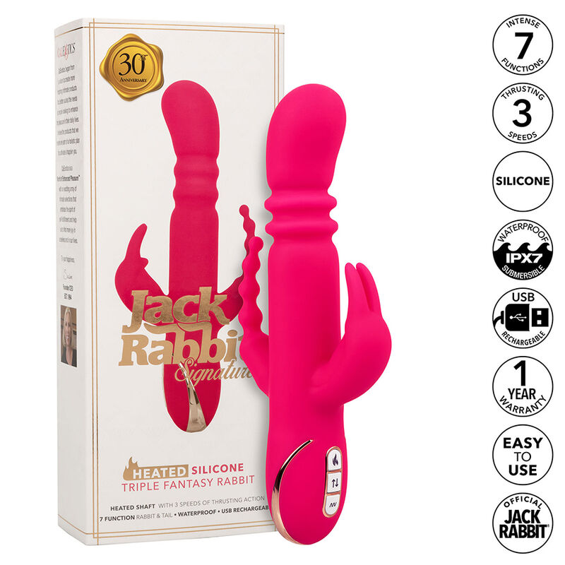 Calexotics-Jack Fantasy Vibrator Dreifach Kaninchen Erhitzt Rosa-7 · Vibratoren (Bild 10)