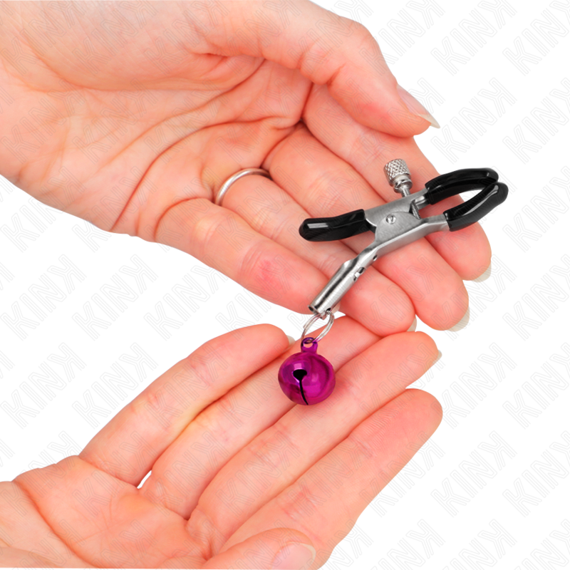 Kink Nipple Grip-Brustwarzenhalter mit Glocke Lila 6 cm-Metal · BDSM-Zubehör (Bild 2)