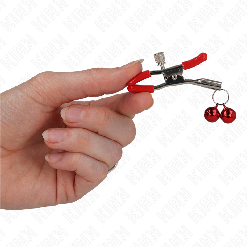 Kink Nipple Grip-Red Double Bell Nipple Clamp 6 cm-Metal · BDSM-Zubehör (Bild 2)