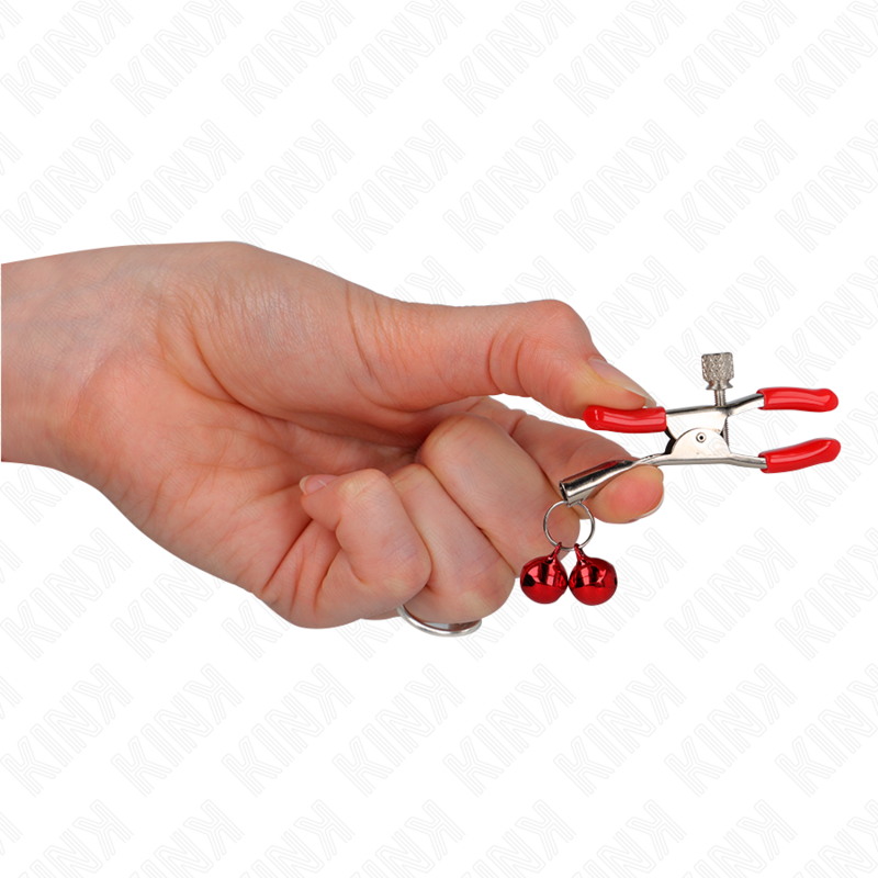 Kink Nipple Grip-Red Double Bell Nipple Clamp 6 cm-Metal · BDSM-Zubehör (Bild 4)