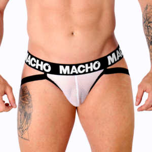 Macho Underwear-MX26X1 Jock aus Netz Weiß