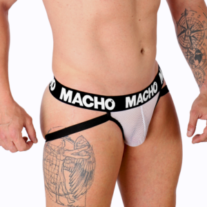 Macho Underwear-MX26X1 Weiß Netzwerk-Jock · Herrenunterwäsche (Bild 4)