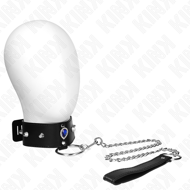 Kink Collar & Gag-Halskette 65 cm mit Griff mit Strass Blau · Bondage & Handschellen