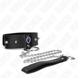 Kink Collar & Gag-Halskette 65 cm mit Griff mit Strass Blau · Bondage & Handschellen (Bild 2)