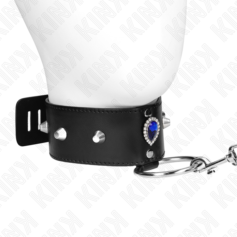 Kink Collar & Gag-Halskette 65 cm mit Griff mit Strass Blau · Bondage & Handschellen (Bild 3)