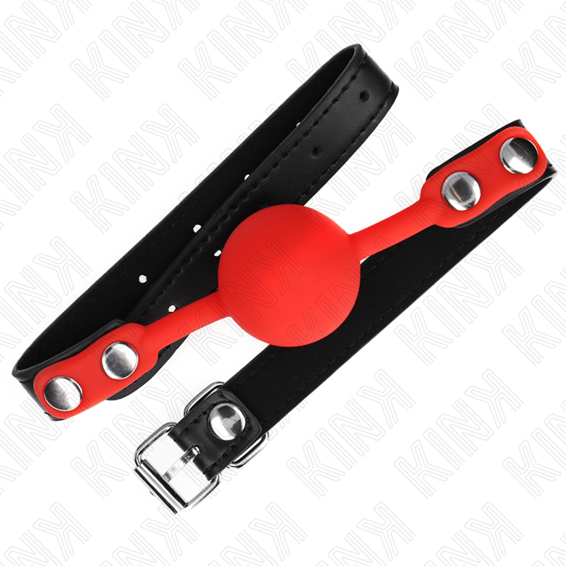 Kink Collar & Gag-Knebel mit Silikonball Rot 4 cm, Riemen 60