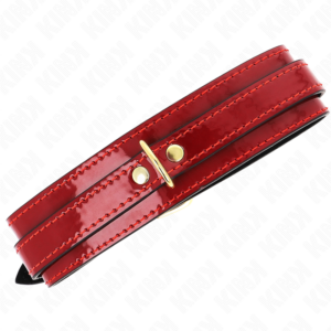 Kink Collar & Gag-Einstellbare Bordeaux Halskette mit goldenen Details · Bondage & Handschellen (Bild 5)