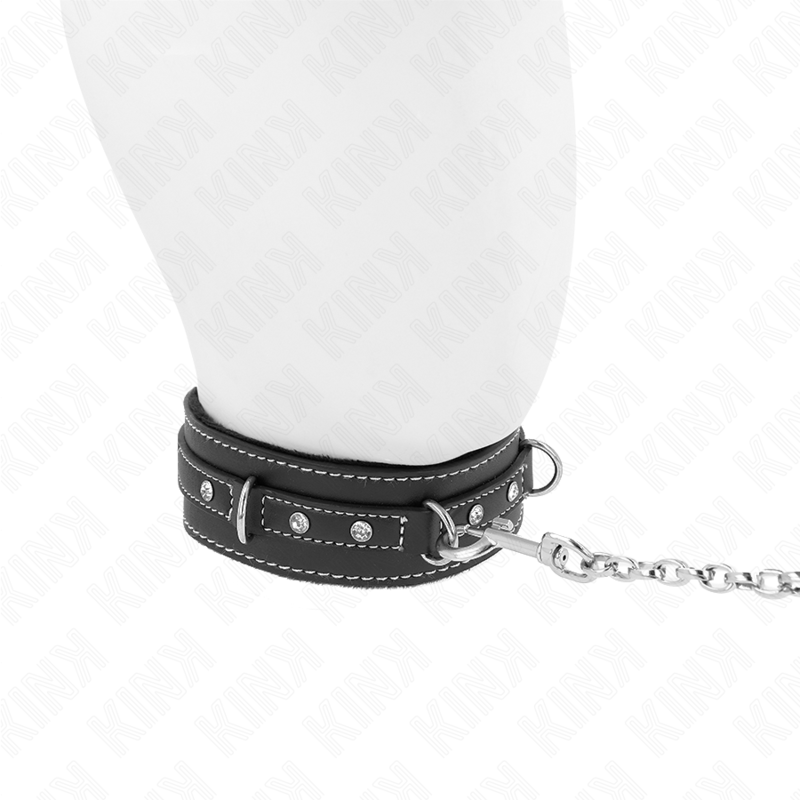 Kink Collar & Gag-Halskette aus PVC und Leder mit Gürtel 105 cm, Nacht · Bondage & Handschellen (Bild 3)