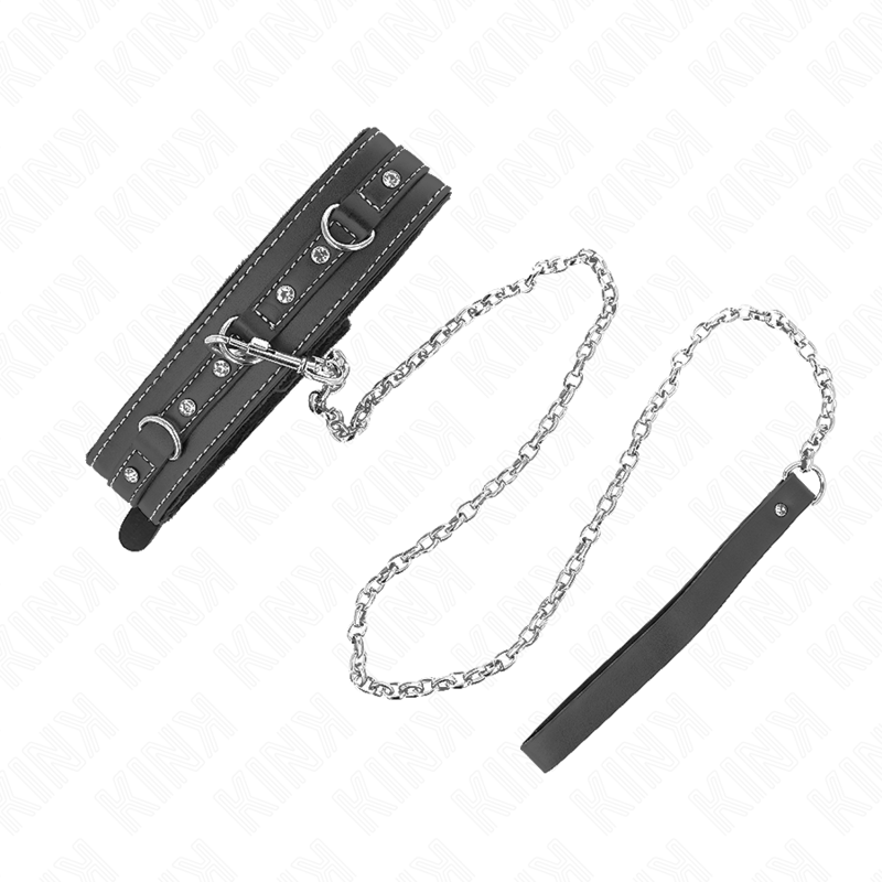 Kink Collar & Gag-Halskette aus PVC und Leder mit Gürtel 105 cm, Nacht · Bondage & Handschellen (Bild 5)
