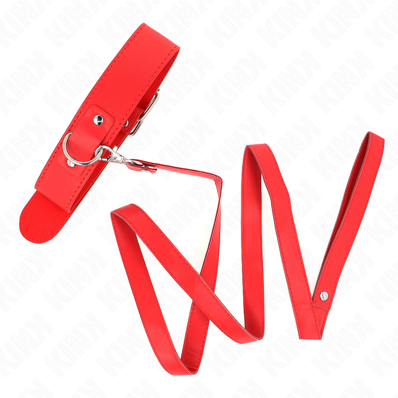 Kink Collar & Gag-Halskette mit Gurt 116 cm Rot, verstellbarer Gurt · Bondage & Handschellen (Bild 5)