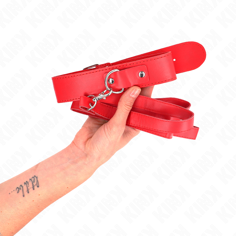 Kink Collar & Gag-Halskette mit Gurt 116 cm Rot, verstellbarer Gurt · Bondage & Handschellen (Bild 2)