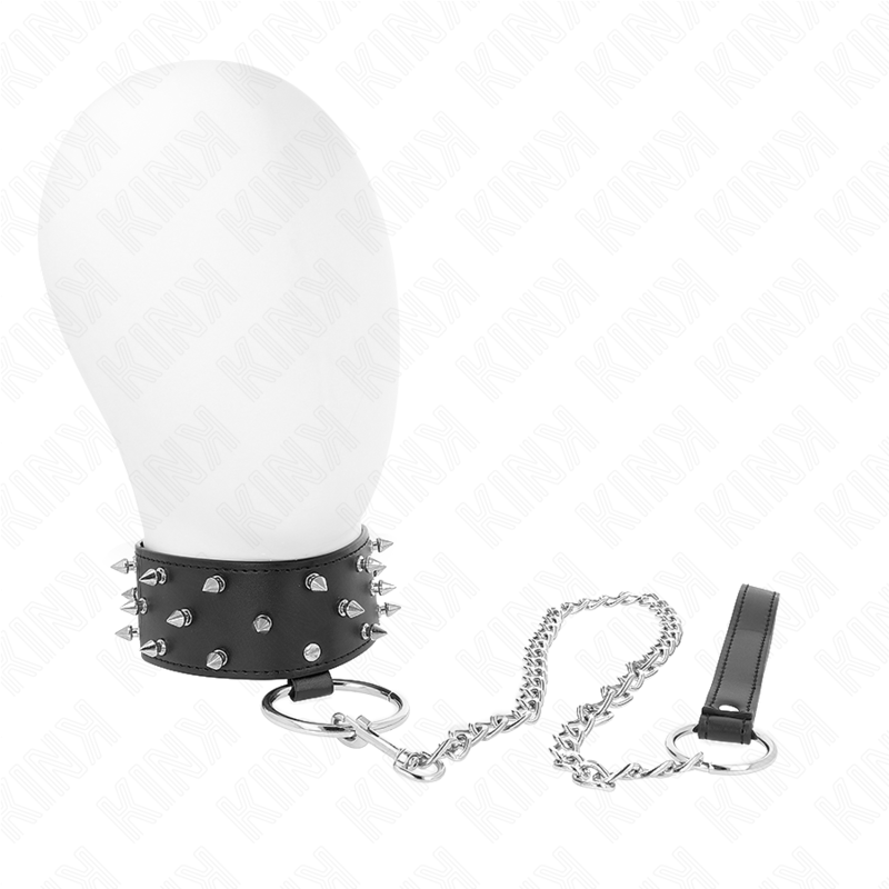 Kink Collar & Gag-Halsband mit Leine 65 cm, mit Silbernieten