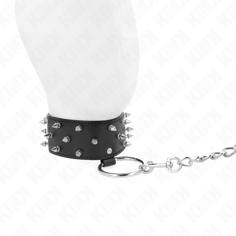 Kink Collar & Gag-Halskette mit Leine 65 cm mit versilberten Nieten · Bondage & Handschellen (Bild 4)