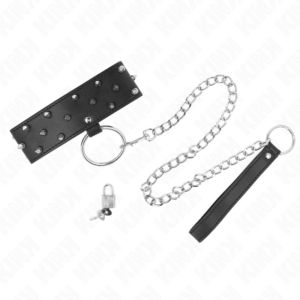 Kink Collar & Gag-Halskette mit Leine 65 cm mit versilberten Nieten · Bondage & Handschellen (Bild 5)