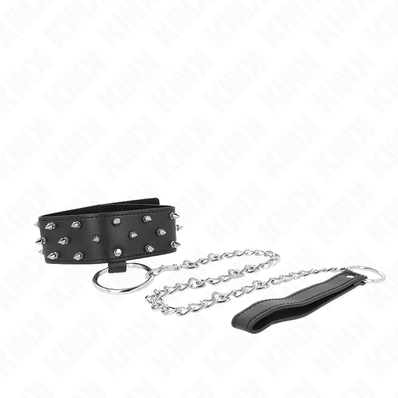 Kink Collar & Gag-Halskette mit Leine 65 cm mit versilberten Nieten · Bondage & Handschellen (Bild 2)