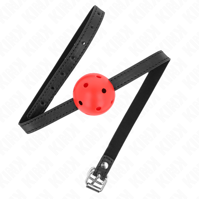 Kink Collar & Gag-Simplicity Red Ball Gag Transpirant 4.5 cm, 62 cm · Bondage & Handschellen (Bild 2)