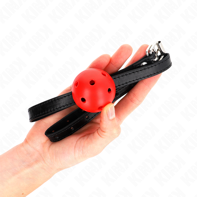 Kink Collar & Gag-Simplicity Red Ball Gag Transpirant 4.5 cm, 62 cm · Bondage & Handschellen (Bild 4)