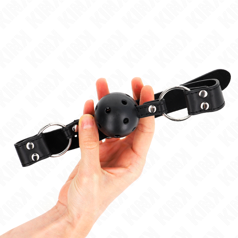 Kink Collar & Gag-Gag mit atmungsaktivem Ball 4 cm mit Double Ricci · Bondage & Handschellen (Bild 4)