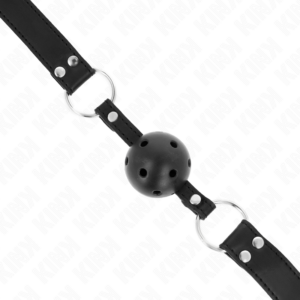 Kink Collar & Gag-Gag mit atmungsaktivem Ball 4 cm mit Double Ricci · Bondage & Handschellen (Bild 2)