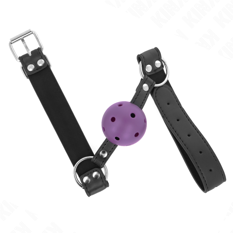 Kink Collar & Gag-Gag Atemball 4 cm mit Doppel Nacht, Lila · Bondage & Handschellen (Bild 4)