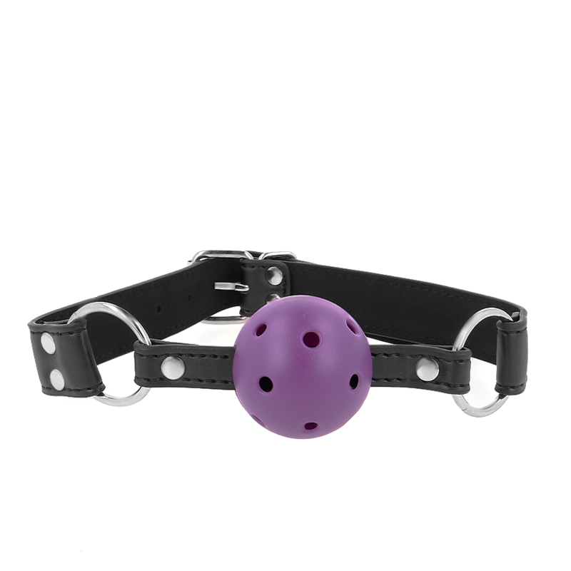 Kink Collar & Gag-Atmungsaktiver Ballknebel 4 cm mit Doppelniete, Lila