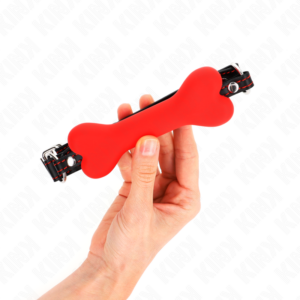 Kink Collar & Gag-Roter Knochen 12 cm Gag 63 X 2 cm-Silikon · Bondage & Handschellen (Bild 2)